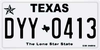 TX license plate DYY0413