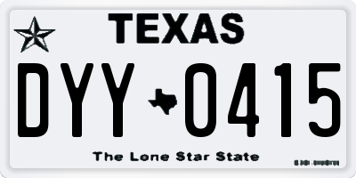 TX license plate DYY0415