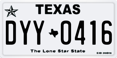 TX license plate DYY0416