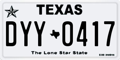 TX license plate DYY0417