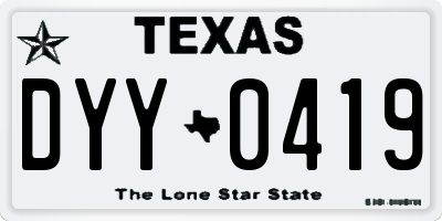 TX license plate DYY0419