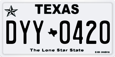 TX license plate DYY0420