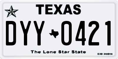 TX license plate DYY0421