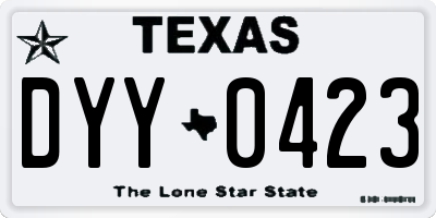 TX license plate DYY0423
