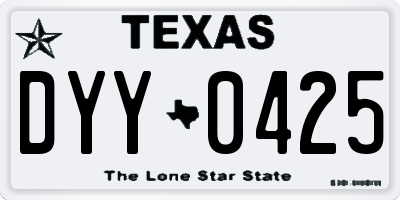 TX license plate DYY0425