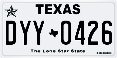 TX license plate DYY0426