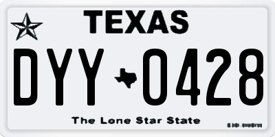 TX license plate DYY0428