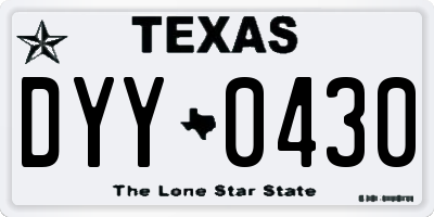 TX license plate DYY0430