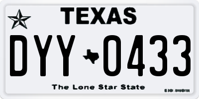 TX license plate DYY0433