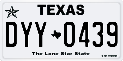 TX license plate DYY0439