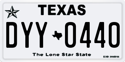 TX license plate DYY0440