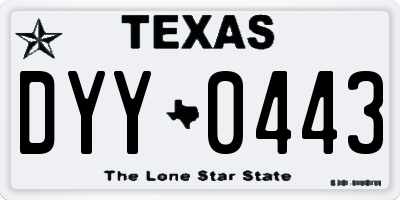 TX license plate DYY0443