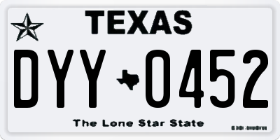TX license plate DYY0452