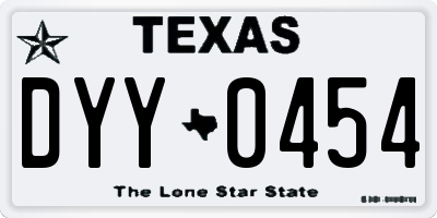 TX license plate DYY0454