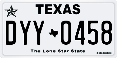 TX license plate DYY0458