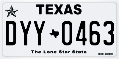 TX license plate DYY0463