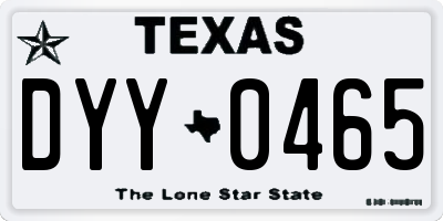TX license plate DYY0465
