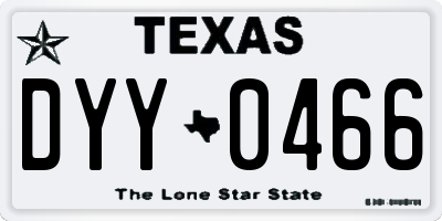 TX license plate DYY0466
