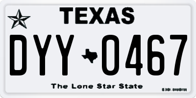 TX license plate DYY0467