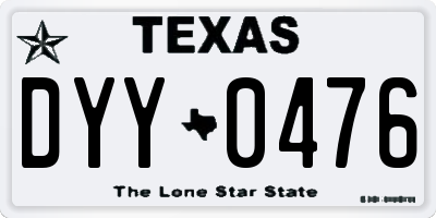 TX license plate DYY0476