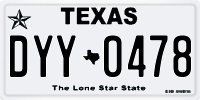 TX license plate DYY0478