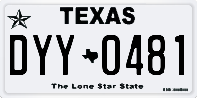 TX license plate DYY0481