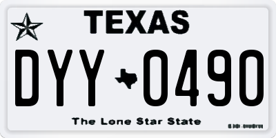 TX license plate DYY0490