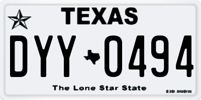 TX license plate DYY0494