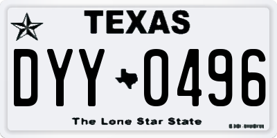 TX license plate DYY0496