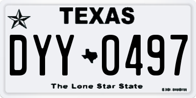 TX license plate DYY0497