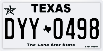 TX license plate DYY0498