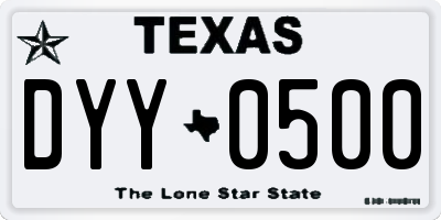 TX license plate DYY0500