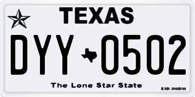 TX license plate DYY0502