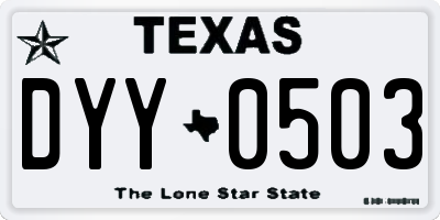 TX license plate DYY0503