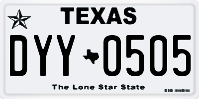 TX license plate DYY0505