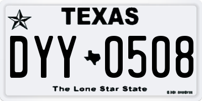 TX license plate DYY0508
