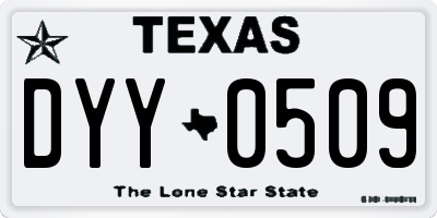 TX license plate DYY0509