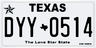 TX license plate DYY0514
