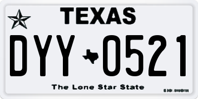 TX license plate DYY0521