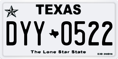 TX license plate DYY0522