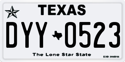 TX license plate DYY0523