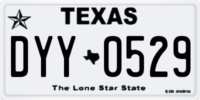 TX license plate DYY0529