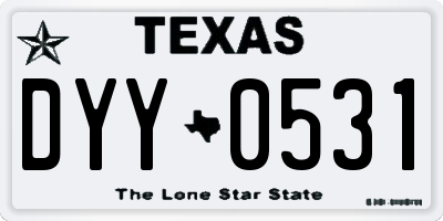 TX license plate DYY0531