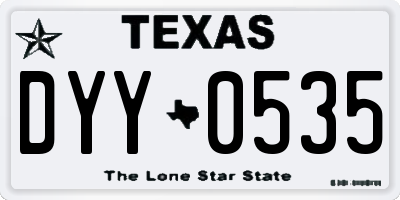 TX license plate DYY0535