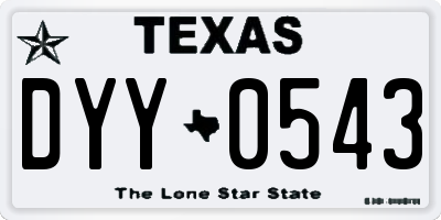 TX license plate DYY0543