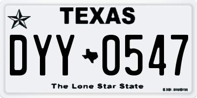 TX license plate DYY0547