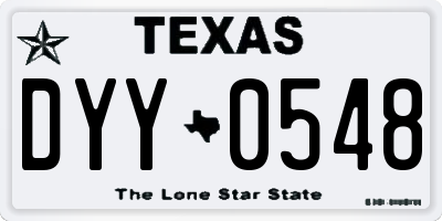 TX license plate DYY0548