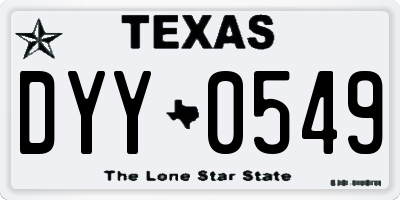 TX license plate DYY0549