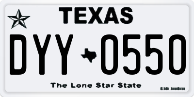 TX license plate DYY0550