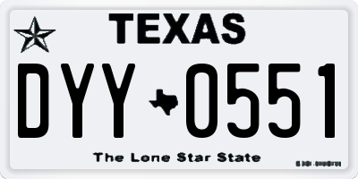 TX license plate DYY0551